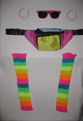 Retro 80s Aesthetic Rainbow Leg Warmers + Accessories Set Nip Synthwave Kawaii • $31