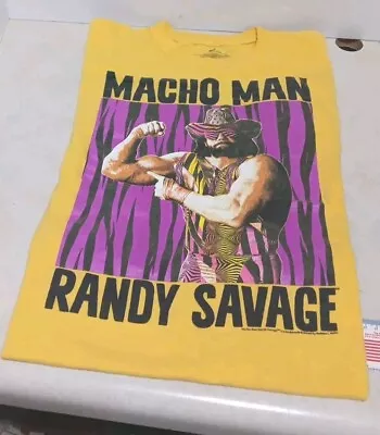 Macho Man Randy Savage Wrestling T-Shirt Yellow M Medium WWF WWE • $4.99