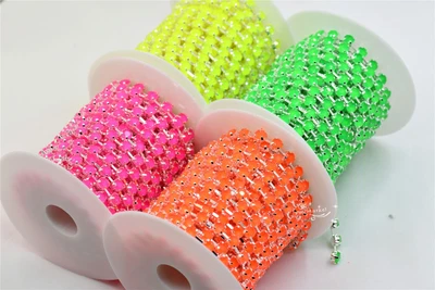 $7.11 • Buy Neon Color Ss28 Crystal Rhinestone Chain Handmade By The Yard