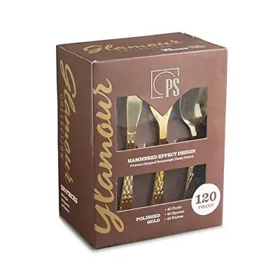 $23.99 • Buy Gold Plastic Silverware Set 120 Piece Gold Disposable Cutlery 