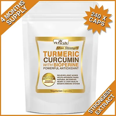 240 Turmeric Black Pepper Capsules Curcuminoids 95% Bioperine Strongest Tumeric • $37.30