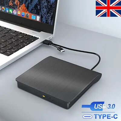 £15.99 • Buy USB3.0 External CD DVD Drive Burner Reader Writer +RW For PC Laptop MacBook HP