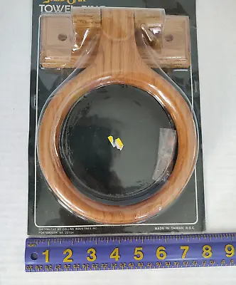 Vintage Towel Ring American Solid Oak New NIP W/Hardware NOS Farmhouse Cabin • £20.24