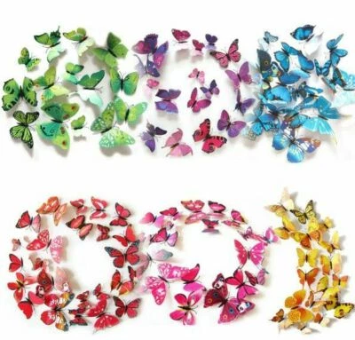 $6.76 • Buy 24Pcs X 3D Butterfly Wall Stickers: Removable Decals Kids Nursery Wedding Decor