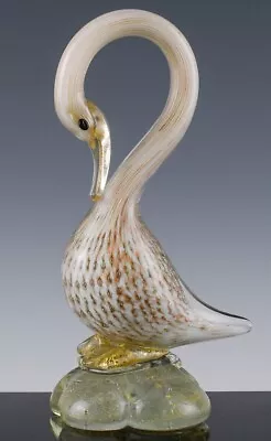 Fine Vintage Murano Alfredo Barbini Gold Aventurine Italian Art Glass Swan • $30.65