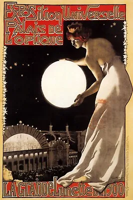 The Large Telescope 1900 Woman With Luminous Moon Vintage Poster Repro FREE S/H • $17.90