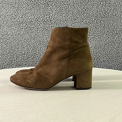 J Crew Ankle Boots Women's 9 Brown Suede Side Zip Block Heel Booties Romania • $29.95