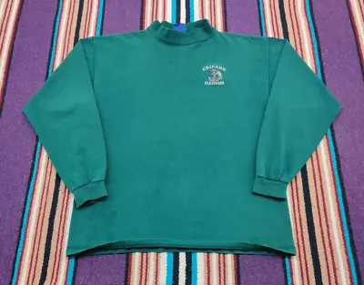 Vtg 90s Chicago Illinois Embroidered Mock Neck Long Sleeve Green T Shirt Size XL • $14.99