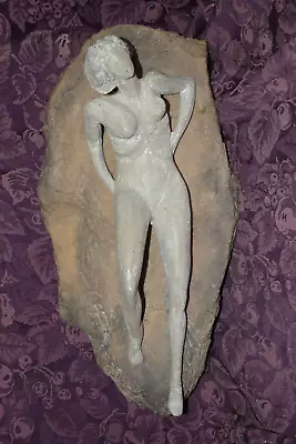 Nude Woman Reclining Sculpture Plaster Stone Clay MCM Decor OOAK Hecho En Mexico • $500