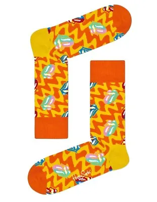 HAPPY SOCKS X Rolling Stones Men's Orange Limited Edition Socks 8-12 NWT • $9