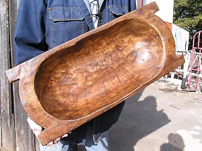 LARGE Hand Carved Wood Dough Bowl Treenware Bread TRENCHER 2130 • $239.99