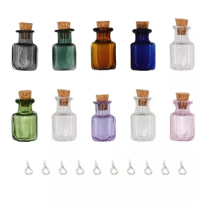  10 Pcs Iron Laboratory Small Bottle Glass Storage Jars With Cork Stopper • £10.98