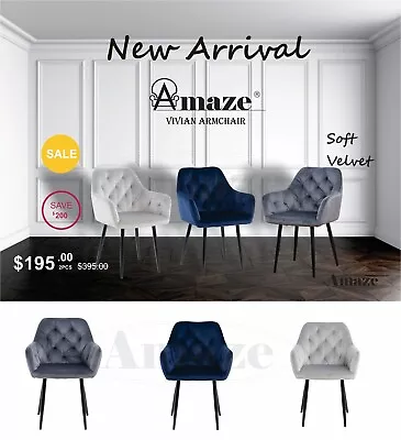 Amaze 2XArmchair Lounge Chair Accent Chair Armchair Velvet Dining Dressing Chair • $99