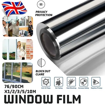 One Way Mirror Window Film Reflective Home Privacy Solar Tint Foil Glass Sticker • £29.59
