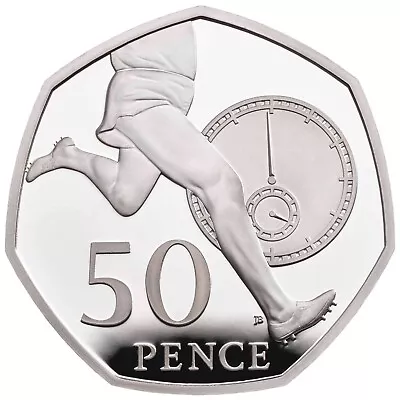 Roger Bannister 2004 4 Four Minute Mile Stopwatch 50p Coin Circulated • £2