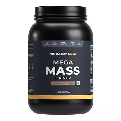 Nutrabay Gold Mega Mass Weight Gain - 1Kg Flavor - Rich Chocolate Cream • $49.21