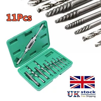 Screw Extractor Broken Screw Bolt Remover Drill Bit Damaged Broken Set Kit 11Pcs • £8.49