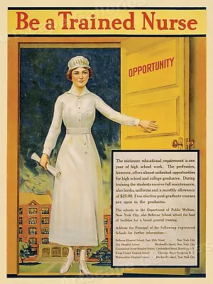 Be A Trained Nurse! 1917 World War I Nursing Medical Recruiting Poster - 18x24 • $13.95