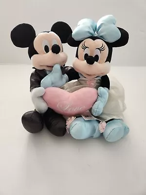 Disney Parks Mickey Minnie Wedding Bride Groom Plush Set 11  Stuffed Doll • $26.99