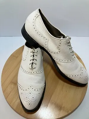 FootJoy White Pebbled Leather Vintage Men's Golf Shoes Spikes Size 11 AA • $46.99