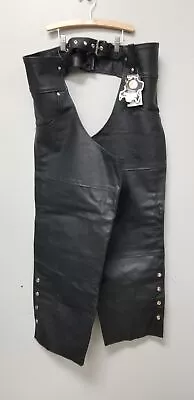 UNUSED With Tags Motorcycle Chaps Genuine Leather ALPHA Cycle Gear Size 40 • $44.99