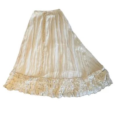 Vintage Full Petticoat Edwardian Victorian Creme Slip Undergarment Negligee Sm • $51.56