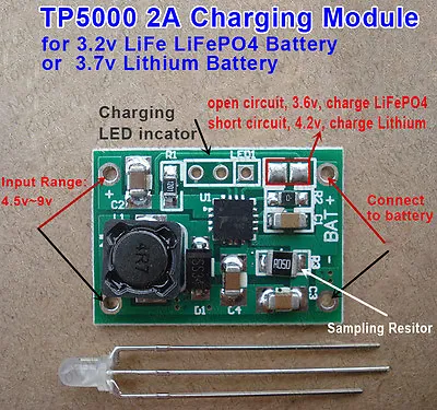 TP5000 3.6v/4.2v 2A Charger Module 3.7v Lithium 3.2v LiFePO4 Battery Charging • £2.84
