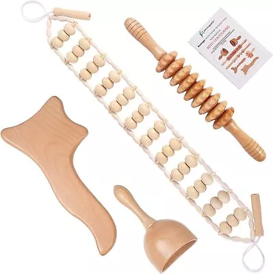 4-In-1 Maderoterapia Kit Wood Therapy Massage Tools Wooden Massager For Lymphati • $33.99