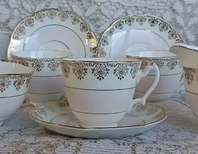 Vintage Mayfair China Pretty Pink Tea Cup / Saucer Duos X 3 Creamer Sugar Bowl • £15