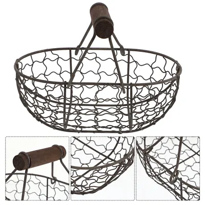  Chicken Egg Basket Metal Storage Decorative Home Metallic Line • $13.97