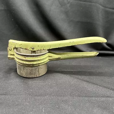 Vintage Green Metal Potato Ricer Mash Hand Press Strainer Primitive 1930’s • $14