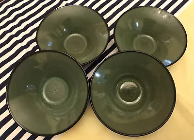 GIBSON GABBAY FUSION WASABY Cereal Soup Bowls Speckled Green Black 7’’ Set Of 4 • $30