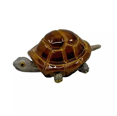 Vintage Ceramic Wiggling Turtle Collectible Brown New Old Stock LEPS Peru • $15