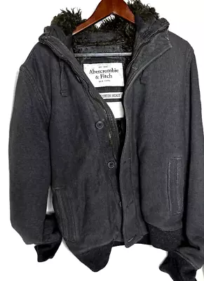 Abercrombie & Fitch Bassett Creek Heavy Faux Fur Line Men's Winter Coat Hood XL • $184.79