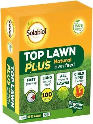 Solabiol Top Lawn Plus Natural Child Pet Safe Feed Fertiliser 2.5kg - 63sqm  • £7.74