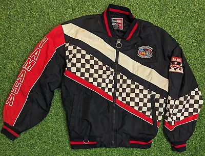 Vintage Yamaha Red/Black/White Racing Snowmobile Jacket With Patches - M • $124.99
