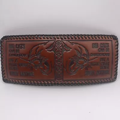 Wallet Bifold Hand Tooled Genuine Leather New Old Stock USA Made Big Cats Dark • $49.96