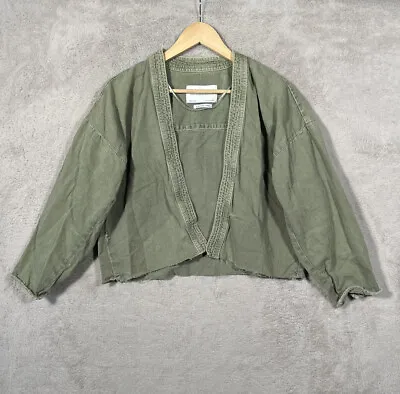 Zara Cotton Linen Jacket Kimono Style Womens Small Green • $26