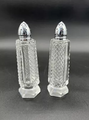 Crystal Salt/Pepper Shakers Set By I. W. Rice Import~1973 Vintage  Ex Condition! • $9.90