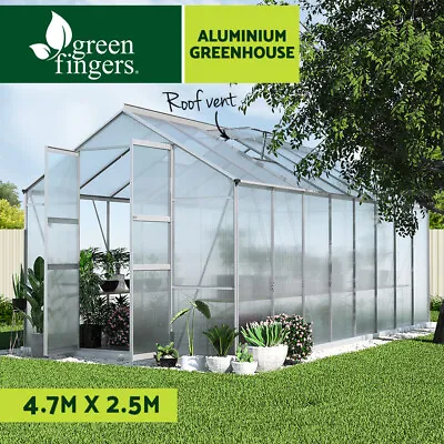 Greenfingers Greenhouse Aluminium Green House Double Doors Garden Shed 4.7x2.5M • $599.95