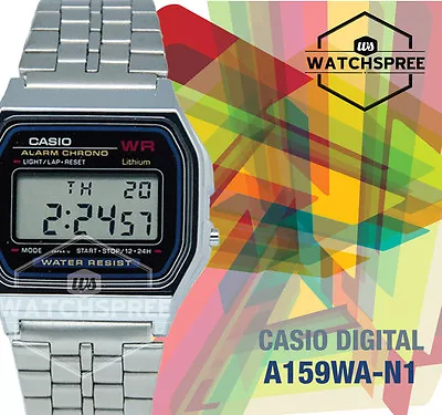 Casio Digital Stainless Steel Band Watch A159WA-N1 AU FAST & FREE • $44.98