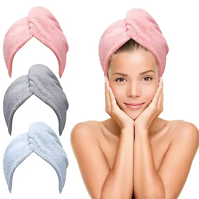 Microfiber 3 Packs Hair Towel Turban For Women Wet Curly Bath Drying Wrap • $9.25