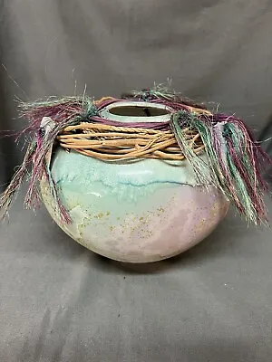 Tony Evans Raku Pottery Vessel Vase ~ California ~ 1980s ~ Monumental • $225