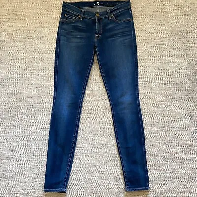 7 For All Mankind Womens The Skinny Stretch Jeans Size 28 Low Rise Blue Denim • $39.90