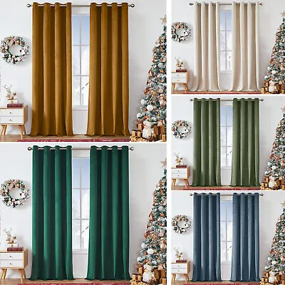 2 Panels Christmas Blackout Velvet Curtains Thermal Insulated Curtains • $54.39