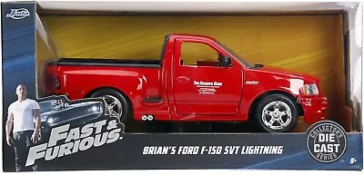 Jada 1/24 Scale Fast & FuriousBrian's Ford F-150 SVT Lightning - Red-99574 • £38.99