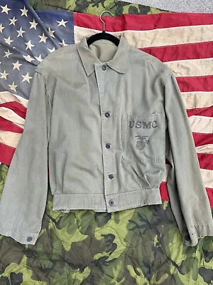 Vtg 40s 50s WW2 USMC P41 HBT US Marines Field Utility Jacket Shirt W Stencil • $200