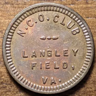 Langley Field Virginia VA NCO Club Military Good For 5¢ Trade Token • $19.99