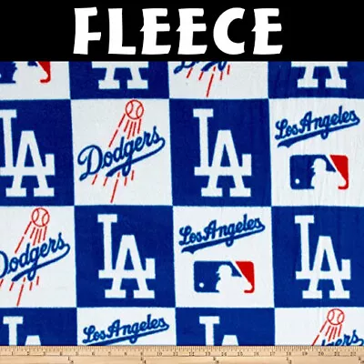 MLB Los Angeles Dodgers Block 6619-B Fleece Fabric By The Yard • $21.95