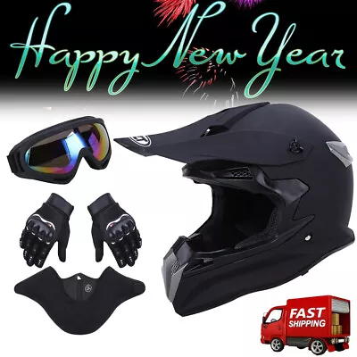 DOT Adult Motocross Motorcycle Helmet ATV Dirt Bike Off Road Gloves Goggles Mask • $48.44